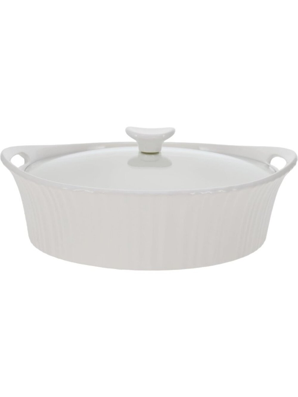 Elegant 2.5Qt French White Oval Casserole Dish with Glass Lid - Versatile